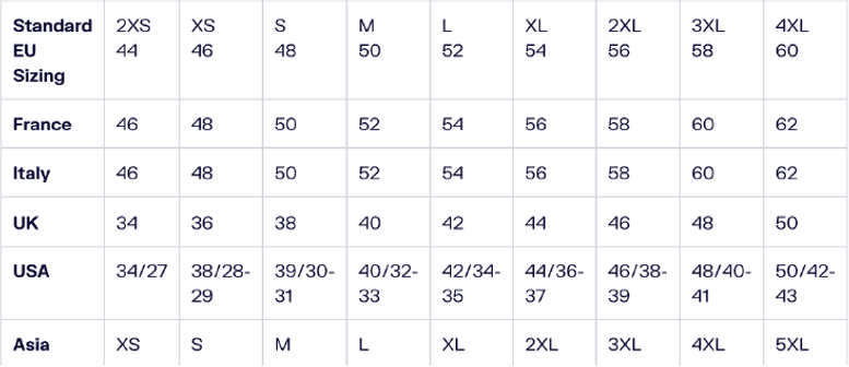 Men's Size Chart